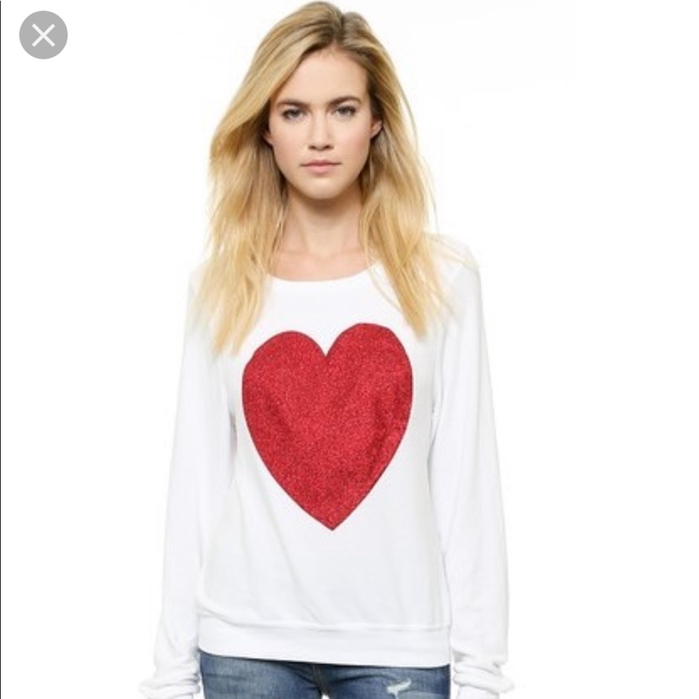 Wildfox Sparkle Heart Baggy Beach Pullover